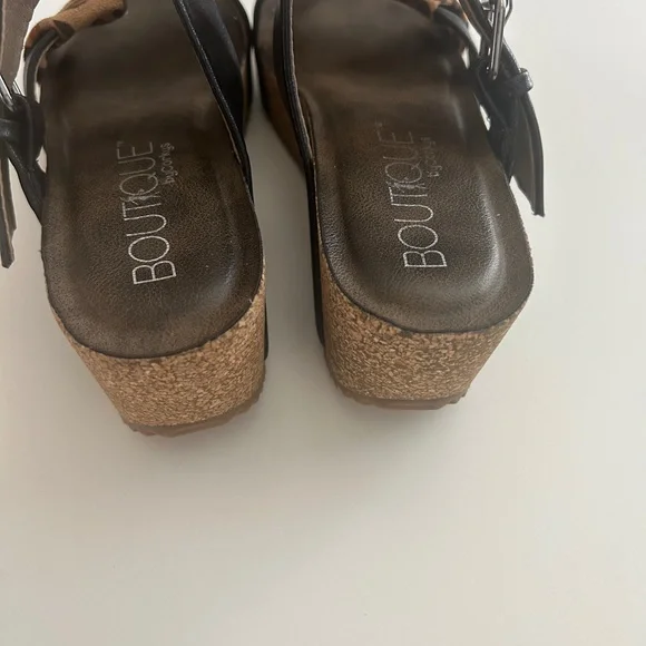 Boutique by Corky’s Wedge Sandals Size 7 Black - Picture 4 of 15
